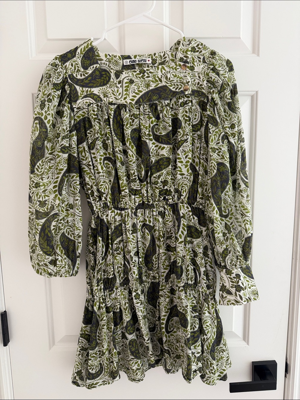 Ciao Lucia - Olive and Black Paisley Tiered Dress